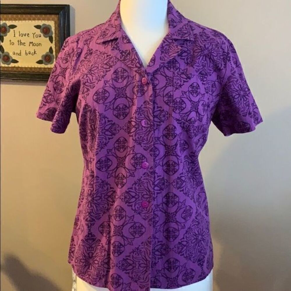 Nwot, Basic Editions Purple Paisley Top, L…